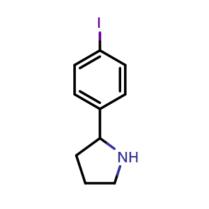 Chemical structure of 2-(4-Iodophenyl)pyrrolidine , CAS 383127-21-7, AChemBlock X209944