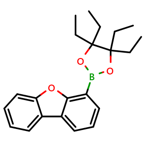 Chemical structure of 2-(dibenzo[b,d]furan-4-yl)-4,4,5,5-tetraethyl-1,3,2-dioxaborolane , CAS 2769970-43-4, AChemBlock X209963