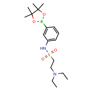 Chemical structure of 2-(diethylamino)-N-(3-(4,4,5,5-tetramethyl-1,3,2-dioxaborolan-2-yl)phenyl)ethanesulfonamide , CAS 756520-98-6, AChemBlock X209966