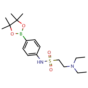 Chemical structure of 2-(diethylamino)-N-(4-(4,4,5,5-tetramethyl-1,3,2-dioxaborolan-2-yl)phenyl)ethane-1-sulfonamide , CAS 756520-46-4, AChemBlock X209968