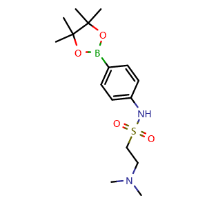 Chemical structure of 2-(dimethylamino)-N-(4-(4,4,5,5-tetramethyl-1,3,2-dioxaborolan-2-yl)phenyl)ethane-1-sulfonamide , CAS 756520-90-8, AChemBlock X209970
