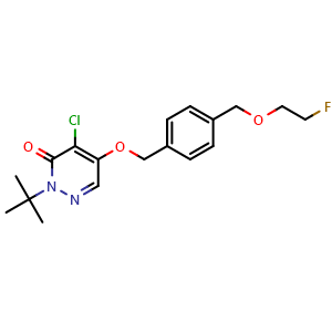 Chemical structure of 2-(tert-butyl)-4-chloro-5-((4-((2-fluoroethoxy)methyl)benzyl)oxy)pyridazin-3(2H)-one , CAS 863888-33-9, AChemBlock X209979