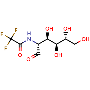 Chemical structure of 2,2,2-trifluoro-N-((2R,3R,4S,5R)-3,4,5,6-tetrahydroxy-1-oxohexan-2-yl)acetamide , CAS 36875-26-0, AChemBlock X209984