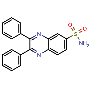 Chemical structure of 2,3-diphenylquinoxaline-6-sulfonamide , CAS 380347-87-5, AChemBlock X210002