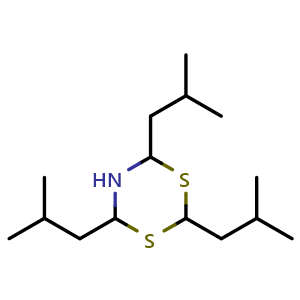 Chemical structure of 2,4,6-triisobutyl-1,3,5-dithiazinane , CAS 74595-94-1, AChemBlock X210005