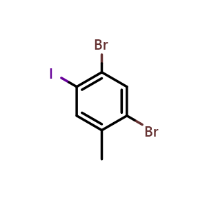 Chemical structure of 2,4-Dibromo-5-iodotoluene , CAS 798552-96-2, AChemBlock X210013