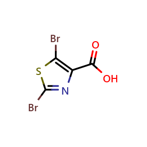 Chemical structure of 2,5-Dibromothiazole-4-carboxylic acid , CAS 943735-44-2, AChemBlock X210030