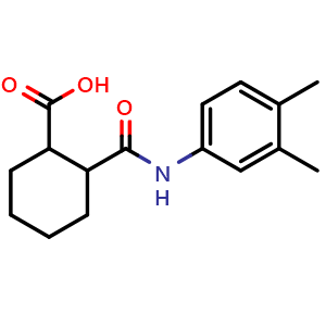 Chemical structure of 2-[(3,4-dimethylphenyl)carbamoyl]cyclohexane-1-carboxylic acid , CAS 448254-83-9, AChemBlock X210051