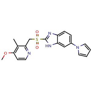 Chemical structure of 2-[[(4-methoxy-3-methyl-2-pyridinyl)methyl]sulfonyl]-6-(1H-pyrrol-1-yl)-1H-benzimidazole , CAS 172152-37-3, AChemBlock X210056