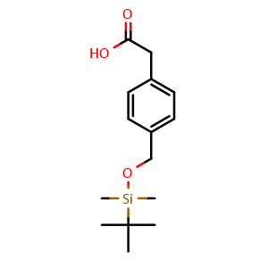 Chemical structure of 2-[4-[[(tert-Butyldimethylsilyl)oxy]methyl]phenyl]acetic acid , CAS 886363-54-8, AChemBlock X210063