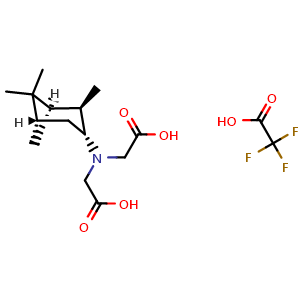 Chemical structure of 2-[carboxymethyl-[(1R,2R,3R,5S)-2,6,6-trimethylnorpinan-3-yl]amino]acetic acid;2,2,2-trifluoroacetic acid , CAS 2940871-76-9, AChemBlock X210065