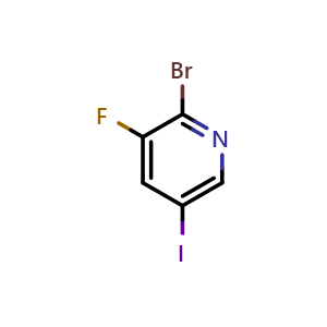 Chemical structure of 2-bromo-3-fluoro-5-iodopyridine , CAS 1214323-00-8, AChemBlock X210084