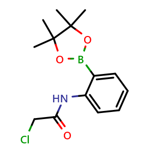 Chemical structure of 2-chloro-N-(2-(4,4,5,5-tetramethyl-1,3,2-dioxaborolan-2-yl)phenyl)acetamide , CAS 1300115-16-5, AChemBlock X210108