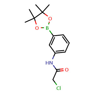 Chemical structure of 2-chloro-N-(3-(4,4,5,5-tetramethyl-1,3,2-dioxaborolan-2-yl)phenyl)acetamide , CAS 2057449-99-5, AChemBlock X210109