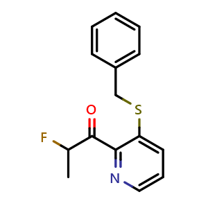 Chemical structure of 2-Fluoro-1-[3-[(phenylmethyl)thio]-2-pyridinyl]-1-propanone , CAS 625826-84-8, AChemBlock X210117
