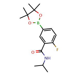 Chemical structure of 2-fluoro-N-isopropyl-5-(4,4,5,5-tetramethyl-1,3,2-dioxaborolan-2-yl)benzamide , CAS 1689511-55-4, AChemBlock X210125