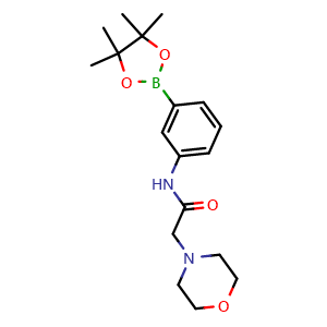 Chemical structure of 2-morpholino-N-(3-(4,4,5,5-tetramethyl-1,3,2-dioxaborolan-2-yl)phenyl)acetamide , CAS 1059171-55-9, AChemBlock X210146