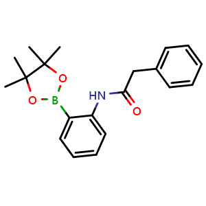 Chemical structure of 2-phenyl-N-(2-(4,4,5,5-tetramethyl-1,3,2-dioxaborolan-2-yl)phenyl)acetamide , CAS 2246696-13-7, AChemBlock X210153