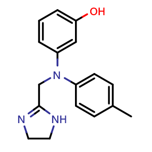 Chemical structure of 3-(((4,5-dihydro-1H-imidazol-2-yl)methyl)(p-tolyl)amino)phenol , CAS 47142-51-8, AChemBlock X210154