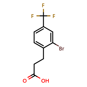 Chemical structure of 3-(2-Bromo-4-(trifluoromethyl)phenyl)propanoicacid , CAS 68755-36-2, AChemBlock X210166