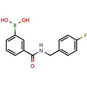 Chemical structure of 3-(4-fluorobenzylcarbamoyl)phenylboronic acid , CAS 874288-19-4, AChemBlock X210175
