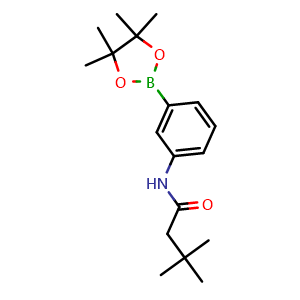 Chemical structure of 3,3-dimethyl-N-[3-(tetramethyl-1,3,2-dioxaborolan-2-yl)phenyl]butanamide , CAS 2246814-89-9, AChemBlock X210187