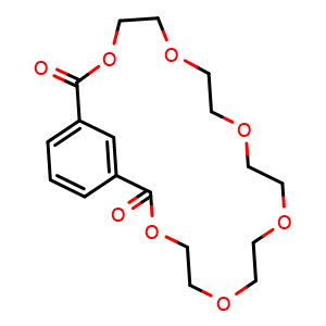 Chemical structure of 3,6,9,12,15,18-hexaoxa-1(1,3)-benzenacyclononadecaphane-2,19-dione , CAS 65930-71-4, AChemBlock X210202