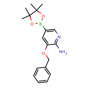Chemical structure of 3-benzyloxy-5-(4,4,5,5-tetramethyl-1,3,2-dioxaborolan-2-yl)pyridin-2-amine , CAS 756520-57-7, AChemBlock X210216
