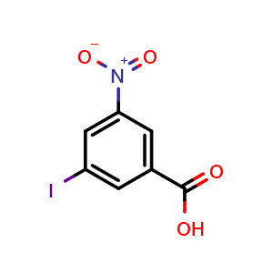 Chemical structure of 3-iodo-5-nitrobenzoic acid , CAS 6313-17-3, AChemBlock X210261