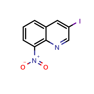 Chemical structure of 3-iodo-8-nitroquinoline , CAS 497084-46-5, AChemBlock X210263