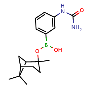 Chemical structure of 3-Ureidophenylboronic acid pincol ester , CAS 1201657-84-2, AChemBlock X210280