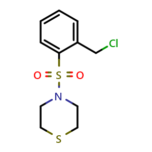 Chemical structure of 4-((2-(Chloromethyl)phenyl)sulfonyl)thiomorpholine , CAS 1485687-81-7, AChemBlock X210283