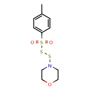 Chemical structure of 4-(4-methylphenyl)sulfonyldisulfanylmorpholine , CAS 84655-87-8, AChemBlock X210310