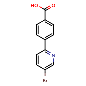 Chemical structure of 4-(5-bromopyridin-2-yl)benzoic acid , CAS 1255635-99-4, AChemBlock X210314