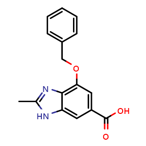 Chemical structure of 4-(benzyloxy)-2-methyl-1H-benzo[d]imidazole-6-carboxylic acid , CAS 942195-83-7, AChemBlock X210318