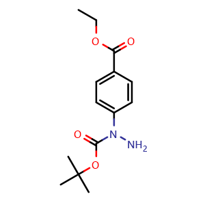 Chemical structure of 4-(n-tert-butoxycarbonylhydrazino)benzoic acid ethyl ester , CAS 380383-79-9, AChemBlock X210324