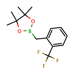 Chemical structure of 4,4,5,5-Tetramethyl-2-(2-(trifluoromethyl)benzyl)-1,3,2-dioxaborolane , CAS 475250-54-5, AChemBlock X210334