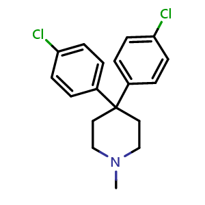 Chemical structure of 4,4-bis(4-chlorophenyl)-1-methylpiperidine , CAS 40421-19-0, AChemBlock X210337
