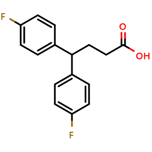 Chemical structure of 4,4-bis(4-fluorophenyl)butanoic acid , CAS 20662-52-6, AChemBlock X210338