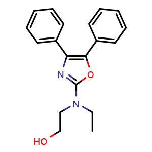 Chemical structure of 4,5-Diphenyl-2-(N-ethyl-N-(2-hydroxyethyl)amino)oxazole , CAS 20503-79-1, AChemBlock X210347