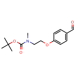 Chemical structure of 4-[2-[Boc-(methyl)amino]ethoxy]benzaldehyde , CAS 198990-10-2, AChemBlock X210360