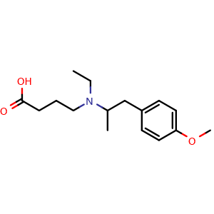 Chemical structure of 4-[ethyl-[1-(4-methoxyphenyl)propan-2-yl]amino]butanoic acid , CAS 475203-77-1, AChemBlock X210366