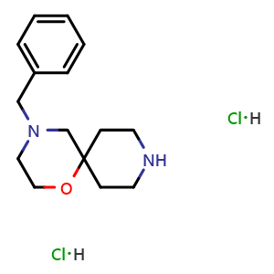 Chemical structure of 4-Benzyl-1-oxa-4,9-diazaspiro[5.5]undecane dihydrochloride , CAS 1923043-43-9, AChemBlock X210374