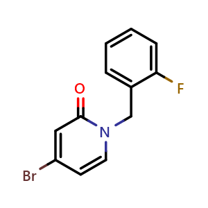 Chemical structure of 4-bromo-1-(2-fluorobenzyl)pyridin-2(1H)-one , CAS 2091867-04-6, AChemBlock X210375