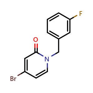 Chemical structure of 4-bromo-1-(3-fluorobenzyl)pyridin-2(1H)-one , CAS 1877278-49-3, AChemBlock X210376