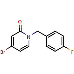 Chemical structure of 4-bromo-1-(4-fluorobenzyl)pyridin-2(1H)-one , CAS 1877278-38-0, AChemBlock X210377
