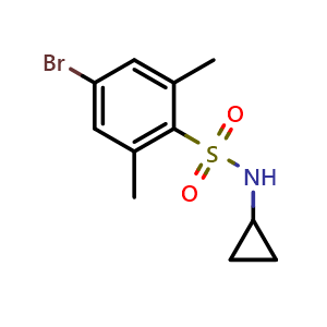 Chemical structure of 4-bromo-N-cyclopropyl-2,6-dimethylbenzenesulfonamide , CAS 1704069-03-3, AChemBlock X210394