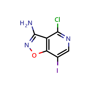 Chemical structure of 4-Chloro-7-iodoisoxazolo[4,5-c]pyridin-3-amine , CAS 2415255-56-8, AChemBlock X210406