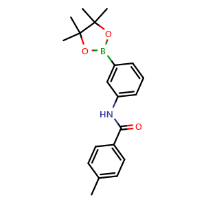 Chemical structure of 4-methyl-N-(3-(4,4,5,5-tetramethyl-1,3,2-dioxaborolan-2-yl)phenyl)benzamide , CAS 2246615-20-1, AChemBlock X210429