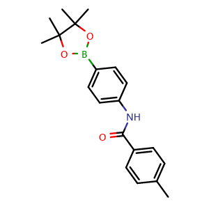 Chemical structure of 4-methyl-N-[4-(4,4,5,5-tetramethyl-1,3,2-dioxaborolan-2-yl)phenyl]Benzamide , CAS 2246890-53-7, AChemBlock X210435